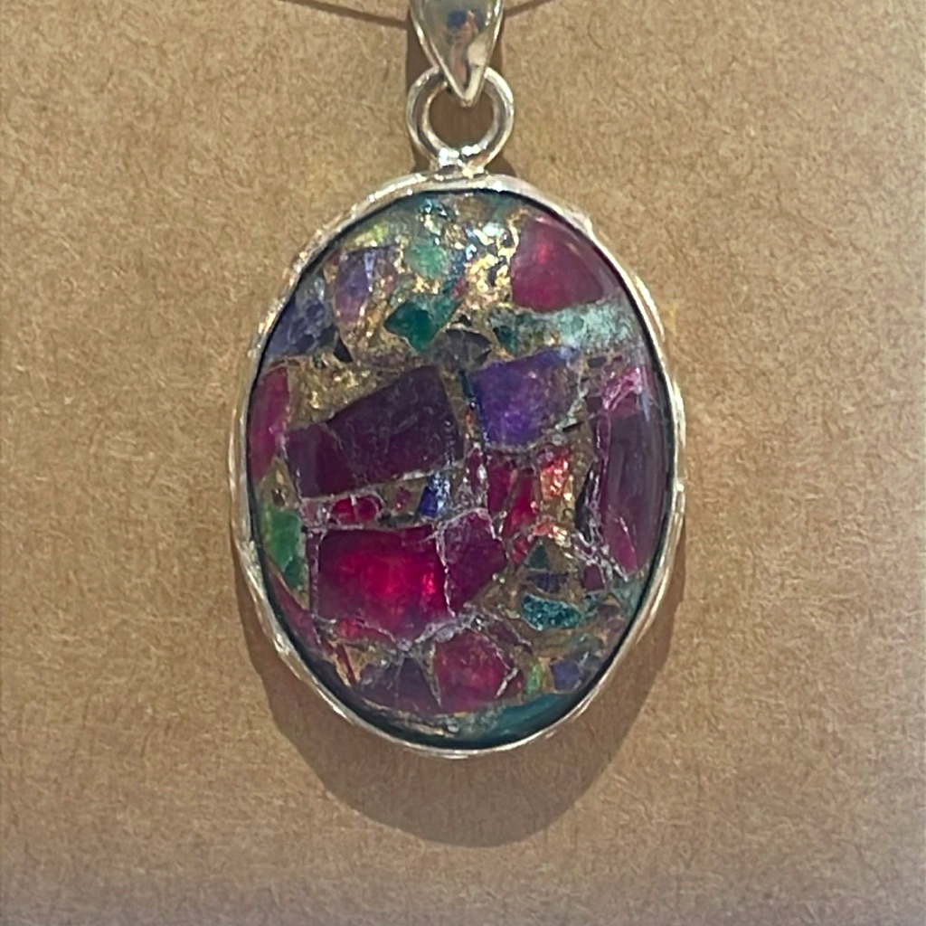 Cabochon Pendant Ruby, Amethyst, Emerald